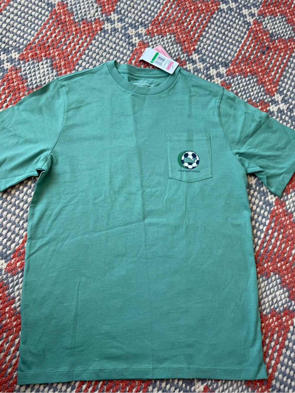Vineyard Vines Boys Green Pocket T-Shirt with Soccer Graphic